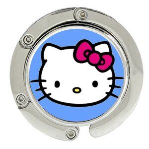Hello Kitty Purse Hanger Foldable Hook Handbag Table Bag Holder Metal Silver